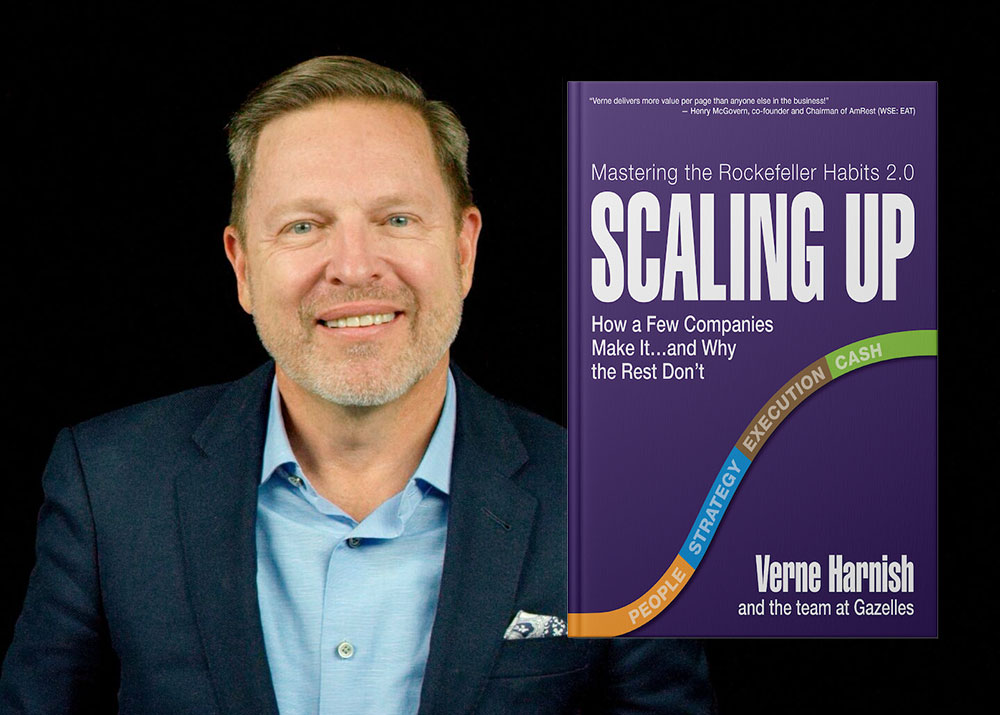 Photo of Verne Harnish and his book Scaling Up